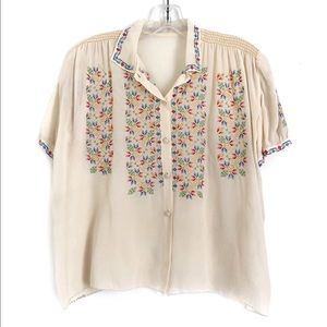 Vintage 70’s Embroidered Chiffon Bohemian Blouse